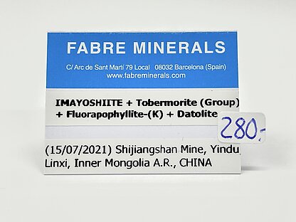 Imayoshiite with Shinichengite, Fluorapophyllite-(K) and Datolite (variety bakerite)