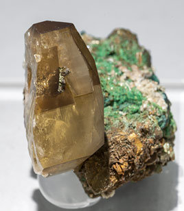 Baryte with Malachite and Pyrite. Side
