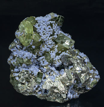 Fluorite with Fluorapatite, Arsenopyrite, Calcite and Muscovite.