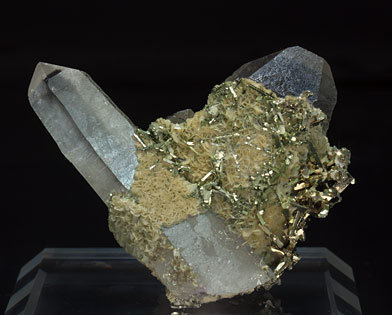 Pyrite on Quartz with Siderite. 