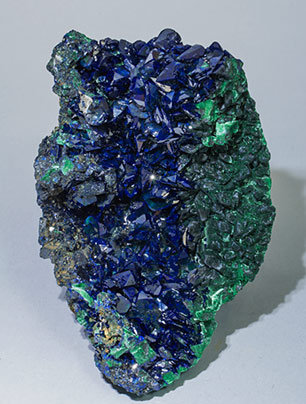 Azurite with Malachite after Azurite. Front
