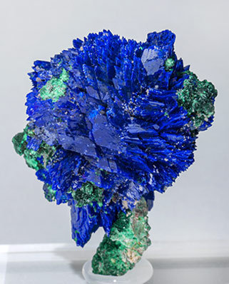 Azurite with Malachite and Baryte. Rear
