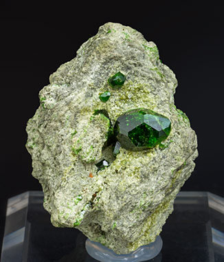 Andradite (variety demantoid) with Diopside. 