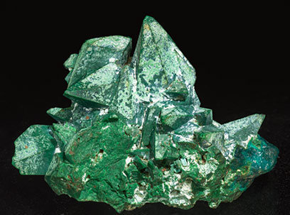 Malachite after Dioptase after Calcite. 