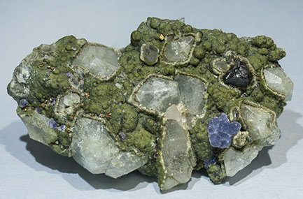 Topaz with Pyrite, Cassiterite, Fluorite, Muscovite and Chlorite. 