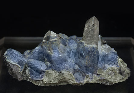 Fluorite on Topaz, Arsenopyrite and Quartz . Rear
