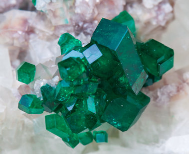 Dioptase with Dolomite. 