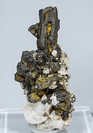 Acanthite with Quartz and Pyrite. Front