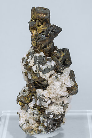 Acanthite with Quartz and Pyrite. Rear