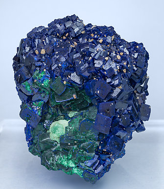 Azurite with Malachite after Cuprite. Front