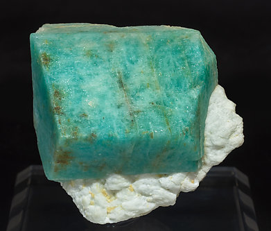 Microcline (variety amazonite) with Albite. Front