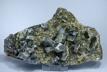 Fluorapatite with Siderite, Muscovite, Marcasite and Arsenopyrite. 