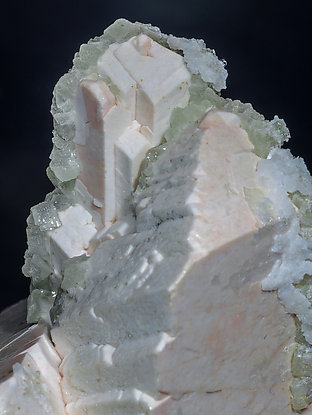 Microcline with Prehnite and Calcite. 