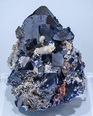 Azurite with Cerussite and Calcite. Front