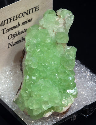 Smithsonite (variety cuprian) with Calcite. 