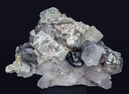 Cassiterite with Quartz, Fluorapatite and Arsenopyrite. 