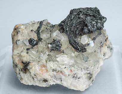 Silver with Acanthite and Calcite.