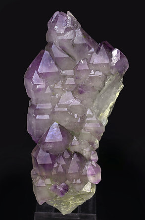 Quartz (variety amethyst) with Quartz (variety smoky) with Microcline. Front