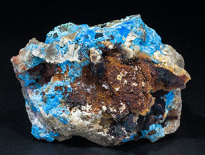 Carbonatecyanotrichite with Calcite and Fluorite. Rear
