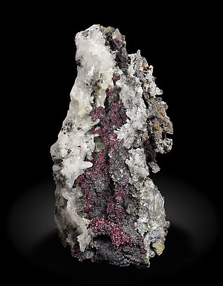 Proustite with Silver, Acanthite and Quartz.