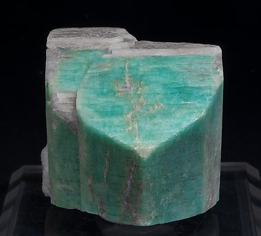 Microcline (variety amazonite white cap). Front
