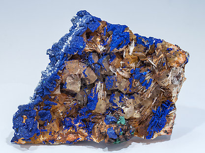 Azurite with Fluorite, Malachite and Baryte. 