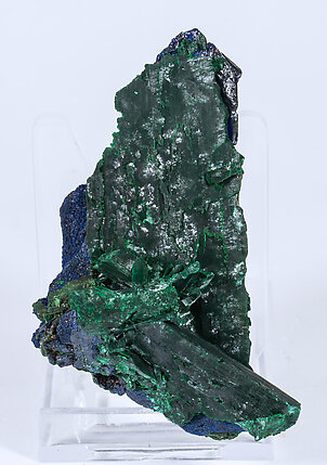 Azurite  with Malachite after Azurite. Front