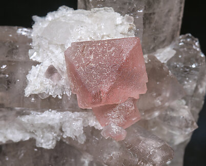 Fluorite (octahedral) with Quartz (variety smoky). 