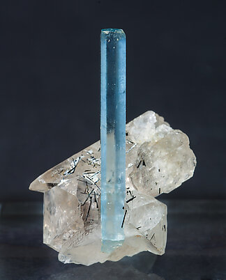 Beryl (variety aquamarine) with Quartz.