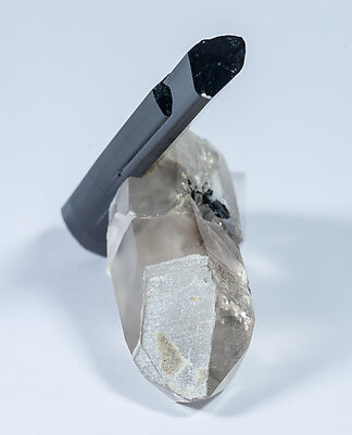 Schorl doubly terminated with Quartz doubly terminated. Side