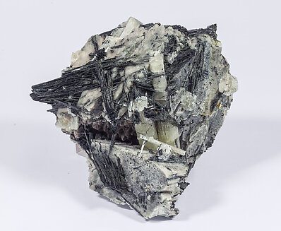 Chlorapatite on Ferro-actinolite with Microcline and Titanite. Rear