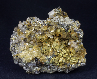 Ksterite with Mushistonite, Muscovite, Calcite and Fluorapatite.