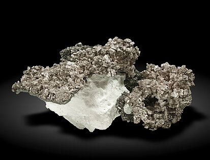 Silver with Silver (variety amalgamate - Hg-bearing), Lllingite and Calcite. Rear / Photo: Joaquim Calln