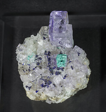 Fluorite with Azurite and Malachite. Top
