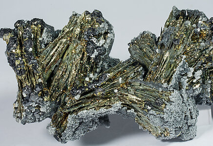 Pyrite after Pyrrhotite with Sphalerite, Calcite and Boulangerite. 