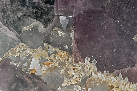 Fluorite with Siderite and Calcite. 
