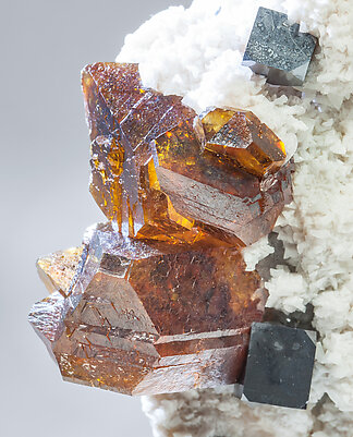 Sphalerite with Calcite and Galena. With light behind