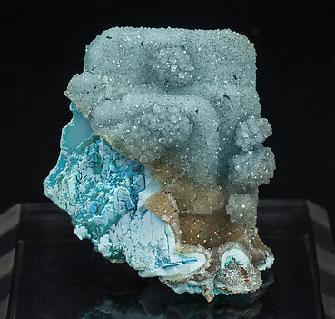 Chrysocolla after Baryte with Quartz. Rear