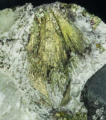 Millerite with Calcite and Pyrite. 