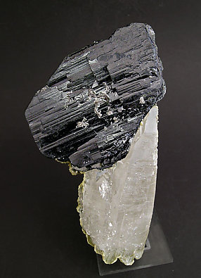 Doubly terminated Ferberite with doubly terminated Quartz. Front