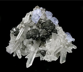 Sphalerite with Quartz, Fluorite and Chalcopyrite. 