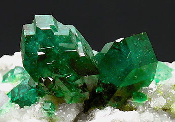 Dioptase on Calcite. Front