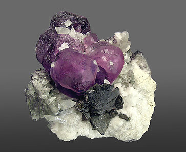 Fluorite with Tetrahedrite and Calcite. 