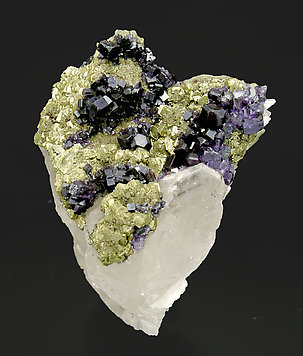 Fluorite with Pyrite and Quartz. Front