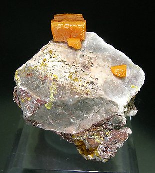 Wulfenite with Calcite. Front