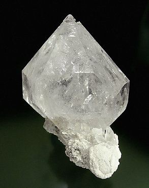 Doubly terminated Quartz with Calcite. Front