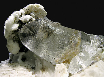 Topaz with Albite, Orthoclase, Muscovite and Fluorapatite. 