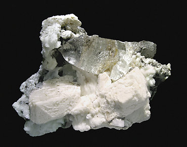 Topaz with Albite, Orthoclase, Muscovite and Fluorapatite. 