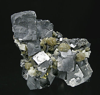 Galena with Siderite, Dolomite and Chalcopyrite. 