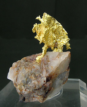 Oro nativo en Cuarzo. Vista posterior